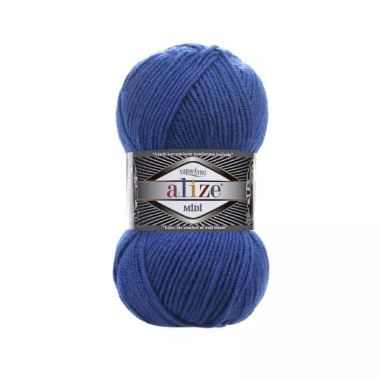 Alize Superlana Midi 141 Saks Mavi - %25 Yünlü El Örgü İpi