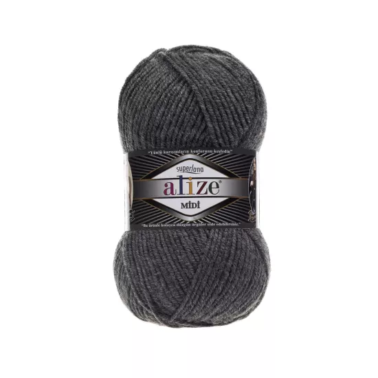 Alize Superlana Midi 182 Orta Gri Melanj - %25 Yünlü El Örgü İpi