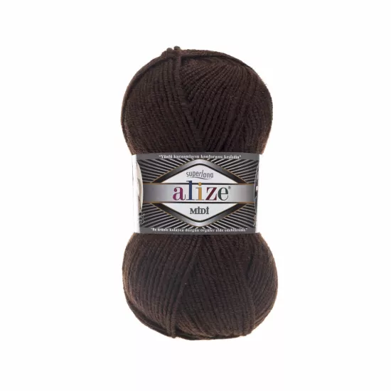 Alize Superlana Midi 26 Kahverengi - %25 Yünlü El Örgü İpi