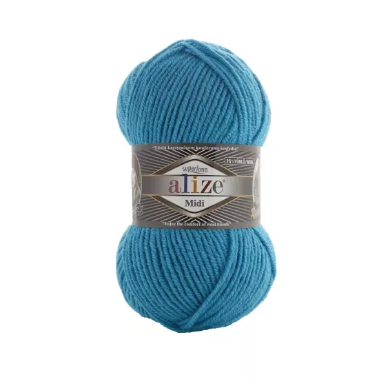 Alize Superlana Midi 484 Turkuaz - %25 Yünlü İp