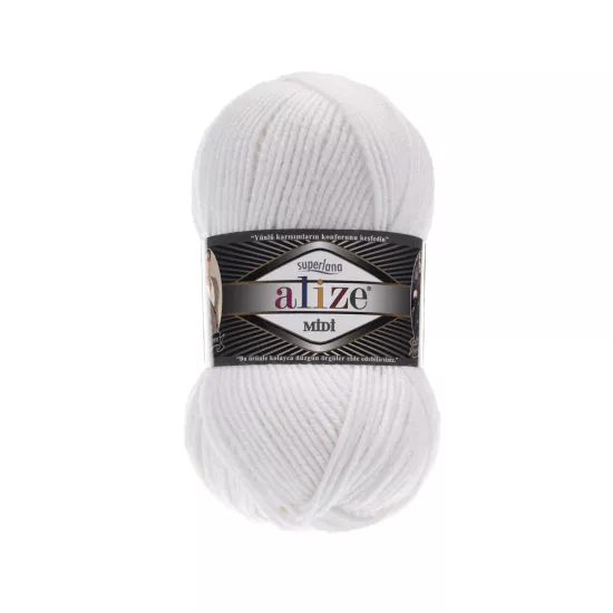 Alize Superlana Midi 55 Beyaz - %25 Yünlü El Örgü İpi
