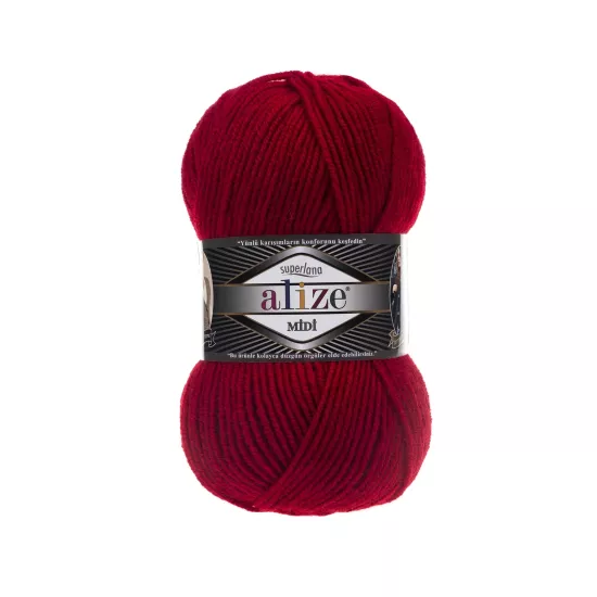 Alize Superlana Midi 56 Kırmızı - %25 Yünlü El Örgü İpi