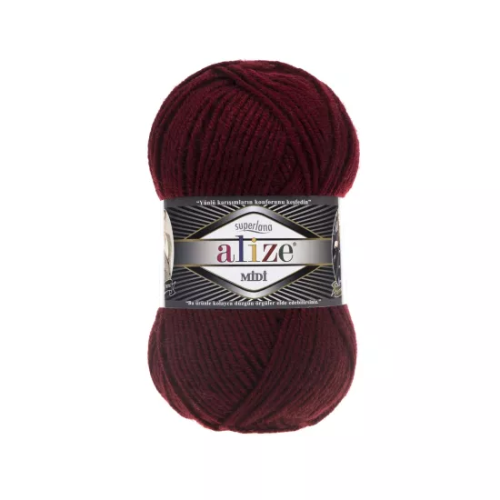 Alize Superlana Midi 57 Bordo - %25 Yünlü El Örgü İpi