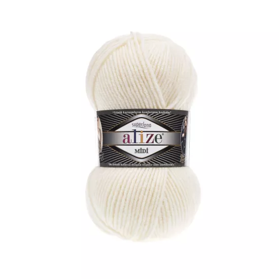 Alize Superlana Midi 62 Açık Krem - %25 Yünlü El Örgü İpi