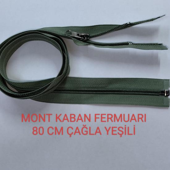 Çağla Yeşili Mont Kaban Fermuarı 80 cm