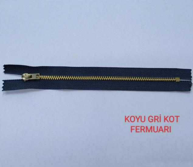 Koyu Gri Kot Fermuarı